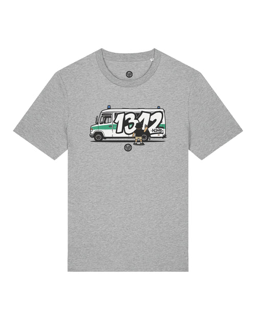 Gray ultras t-shirt with a graphic of a van and the number 1312 on a white background