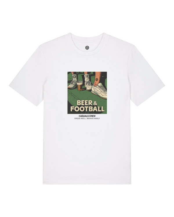 Beer And Football T-Shirt White