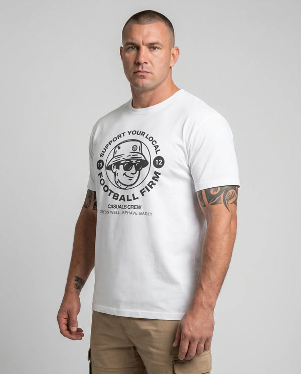 Black Football Firm T-Shirt White