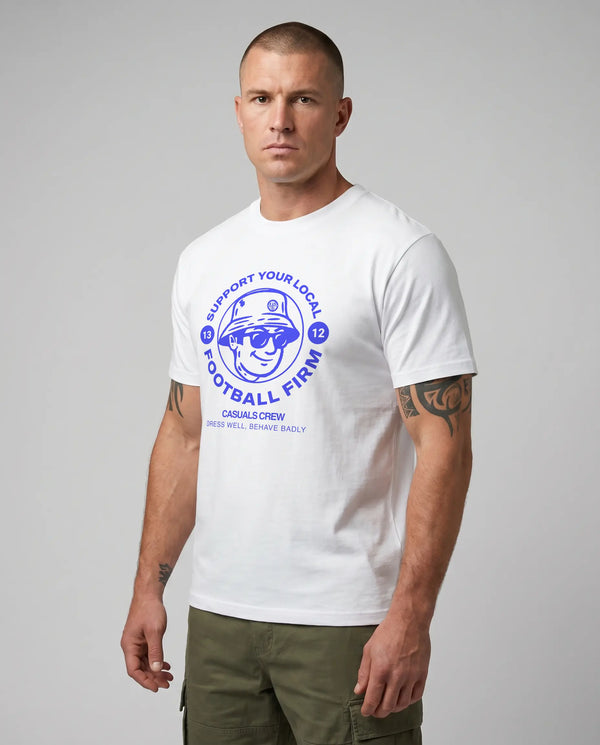 Blue Football Firm T-Shirt White