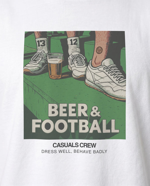 Beer And Football T-Shirt White