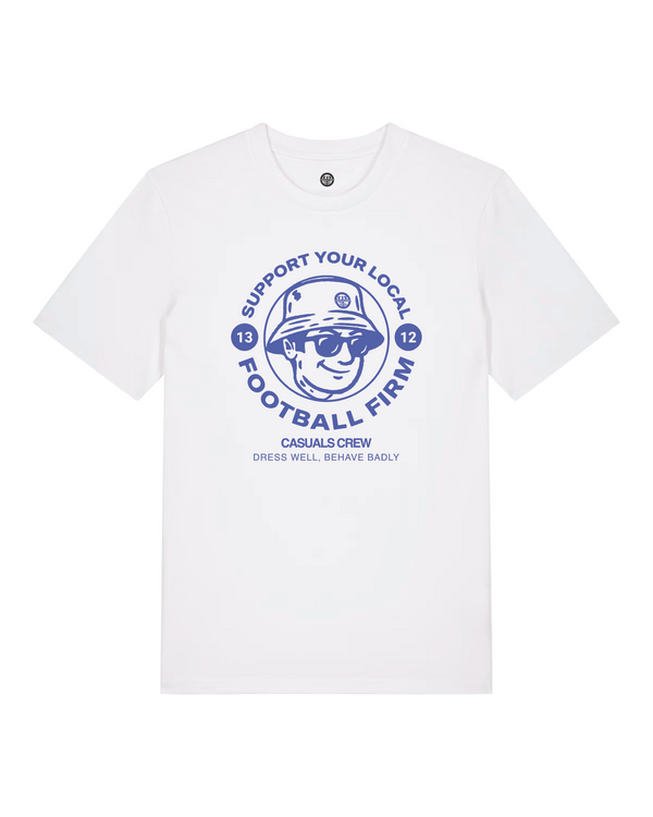 Blue Football Firm T-Shirt White