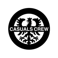 Circular logo with stylized eagle design and 'Casuals Crew' text on a white background