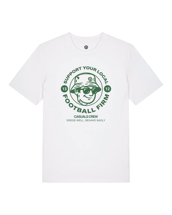 Green Football Firm T-Shirt White
