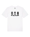 White t-shirt with black ultras no face no name graphic design and text on a white background