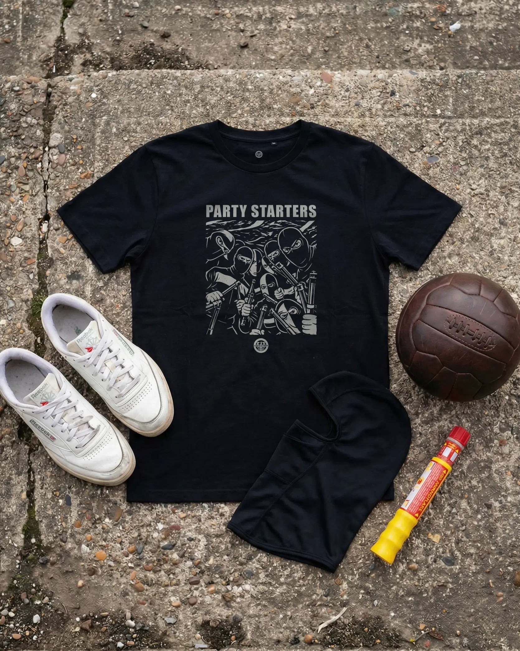 PARTY STARTERS ULTRAS TSHIRT LAYOUT WITH FOOTBALL AND PYRO