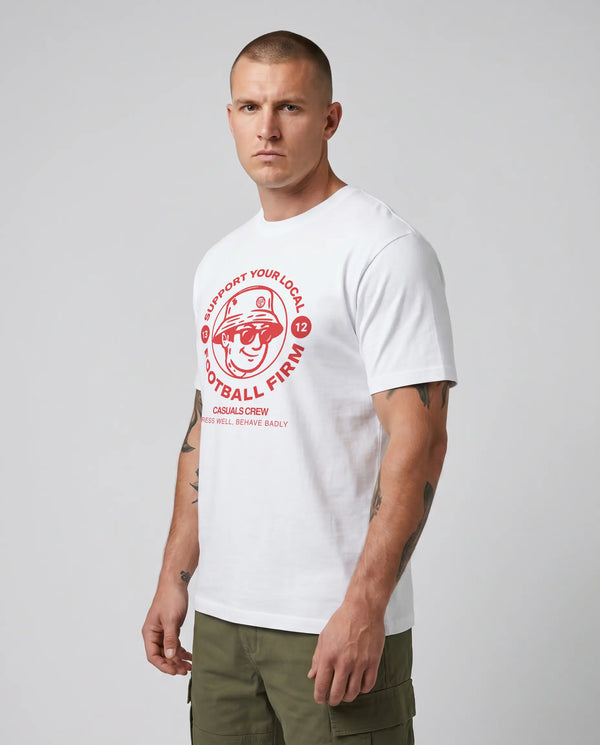 Red Football Firm T-Shirt White