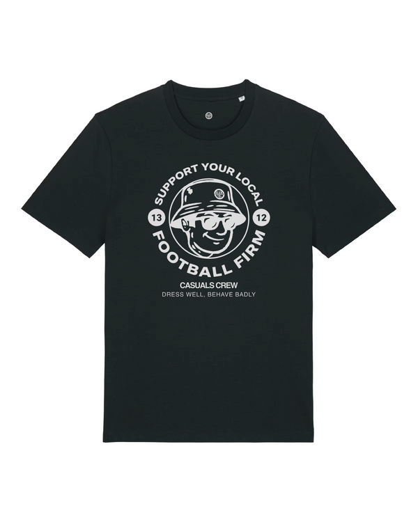 White Football Firm T-Shirt Black