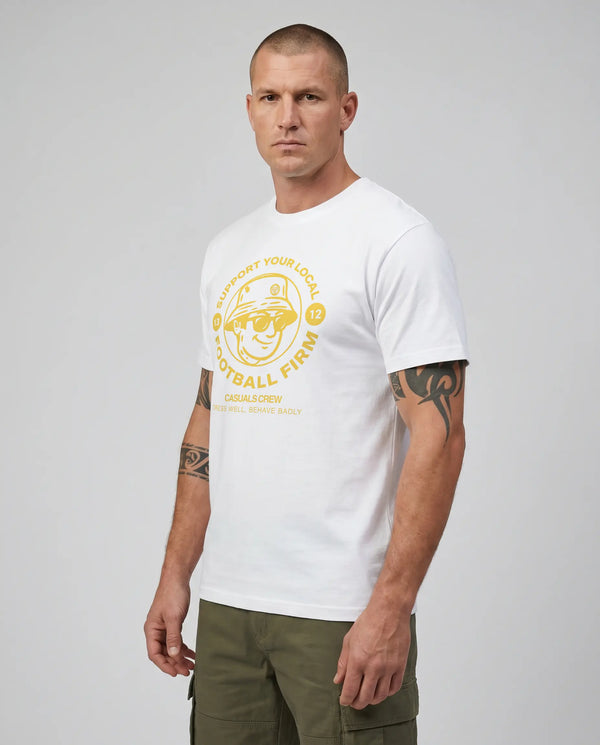 Yellow Football Firm T-Shirt White