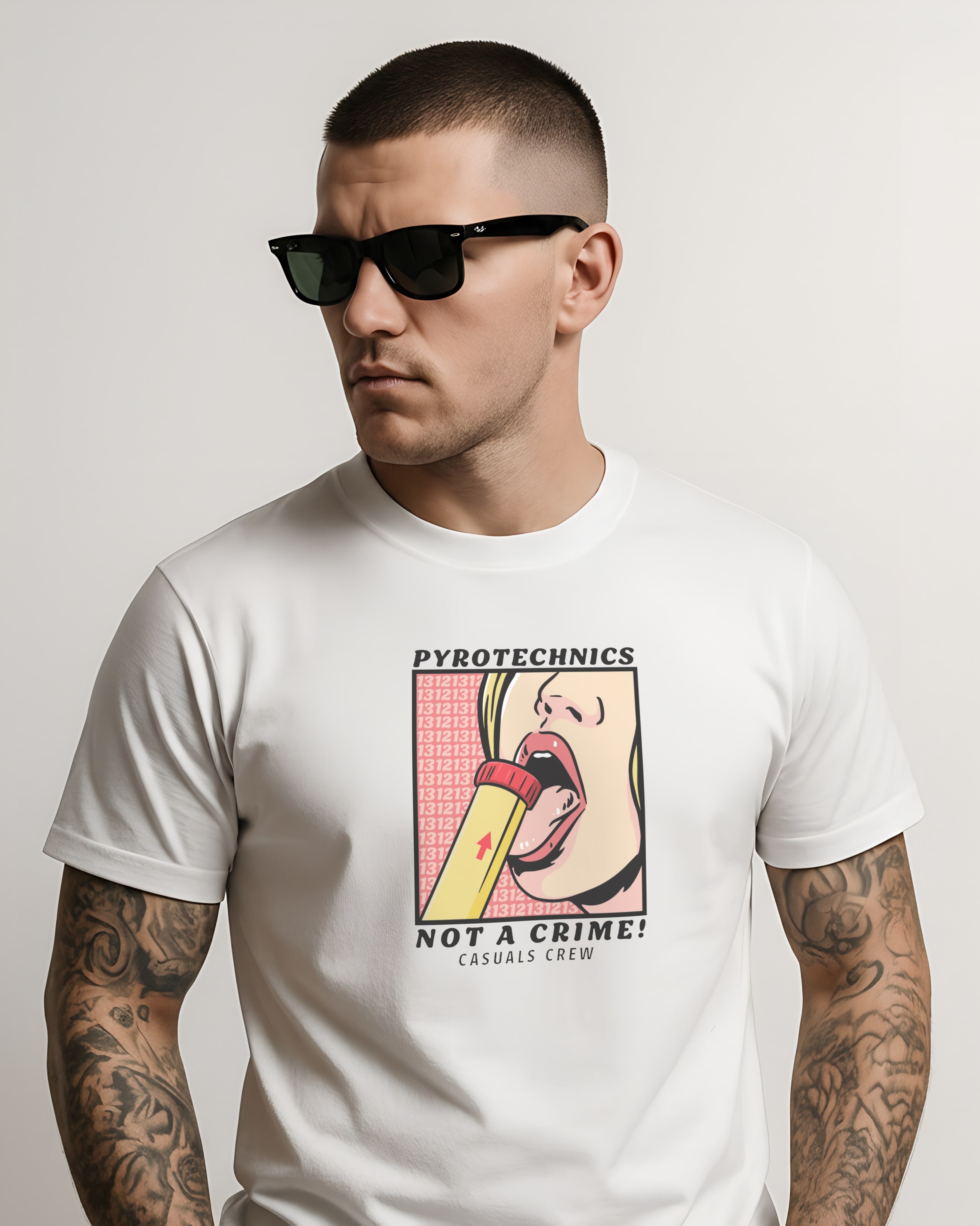 PYROTECHNICS - NOT A CRIME! T-SHIRT WHITE