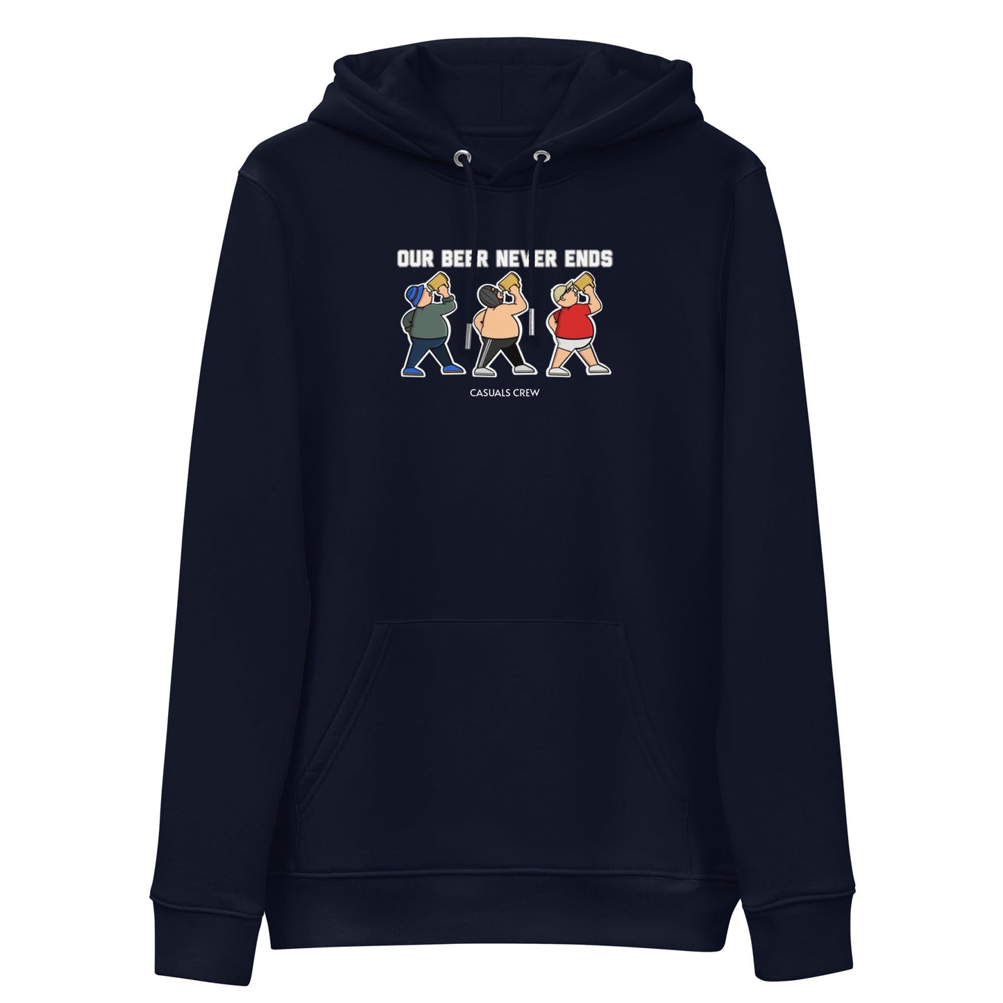 Our Beer Never Ends Hoodie French Navy - Casuals Crew