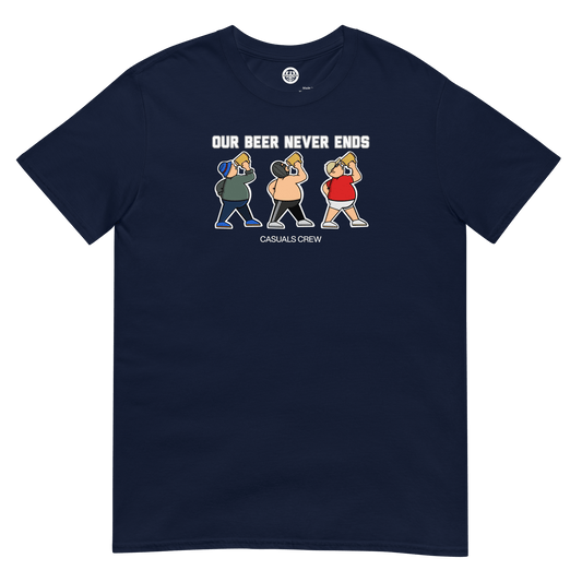 OUR BEER NEVER ENDS T-SHIRT NAVY